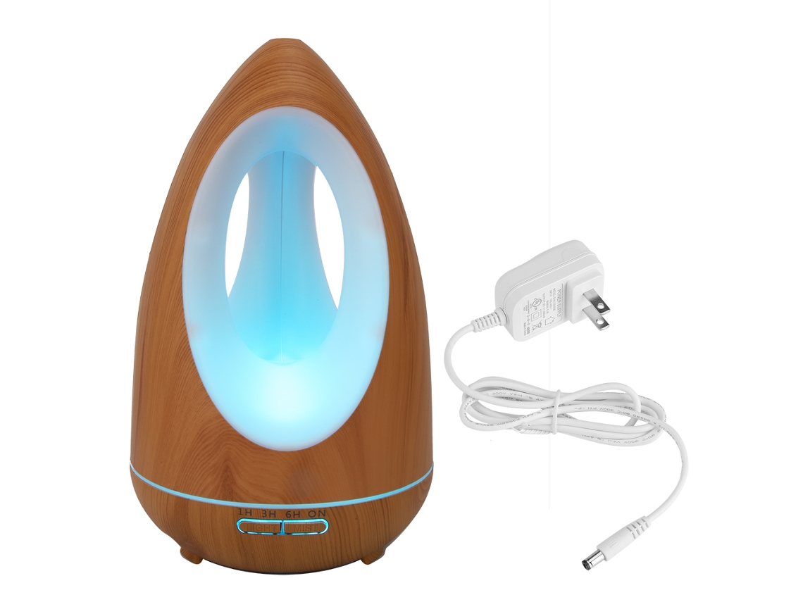 Laxiscreed Umidificador Ultrassônico Para Aromaterapia Com 550ml, Silencioso, Grão De Madeira E Controle Remoto Para Casa