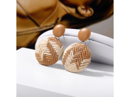 Brincos femininos, estilo boêmio, feitos de madeira, bambu e rattan, geométricos, redondos, joias para mulheres, presente para mulheres.