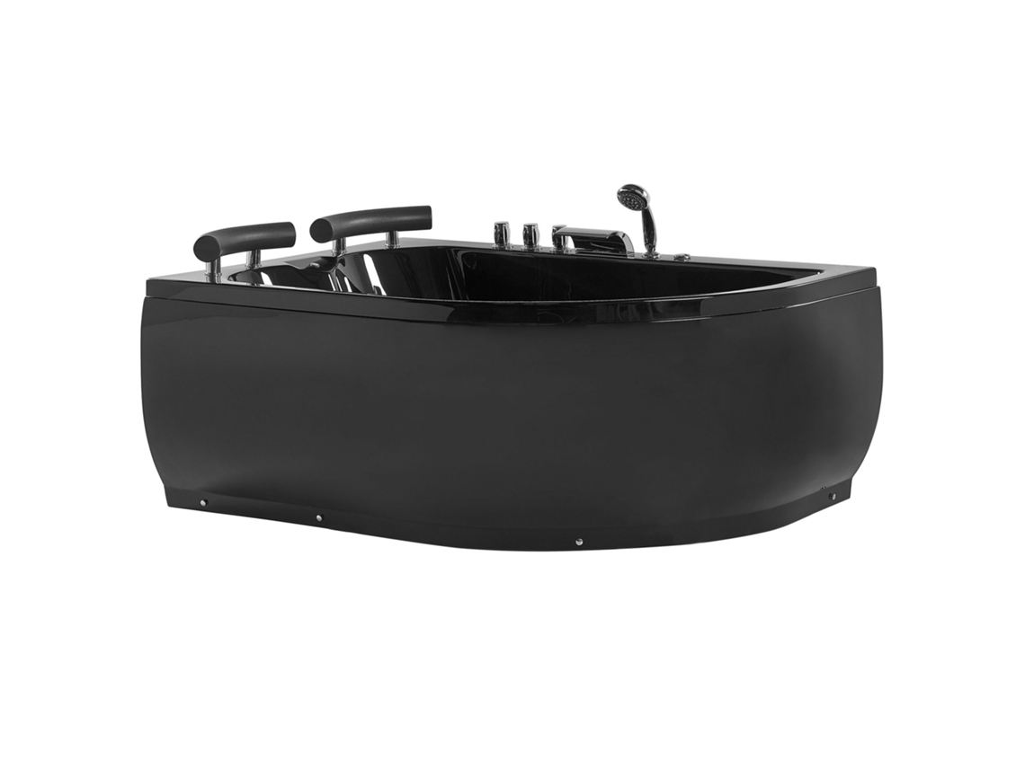 Banheira de hidromassagem para 2 pessoas BELIANI Paradiso de Acrílico Preto 113x158x63