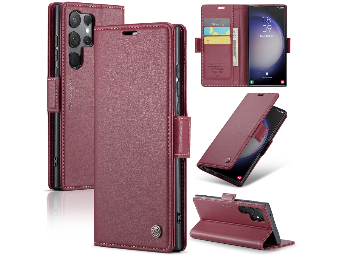 Capa Antifurto Para Celular, Capa De Couro Com Compartimento Para Cartão.vermelho - Iphone 14 Plus