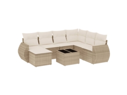 Conjunto de 8 sofás de jardim com almofadões Vime Pe Bege MAISON EXCLUSIVE (8 peças)