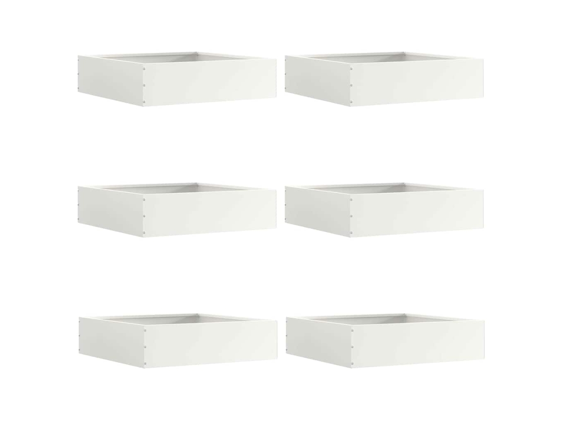 Vidaxl Acabamento Para Gramado 6 Unid. 50 X 50 X 13 Cm Aço Branco