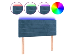 Cabeceira de Cama com Luzes Led Veludo Azul Escuro MAISON EXCLUSIVE (80x5x78 cm)