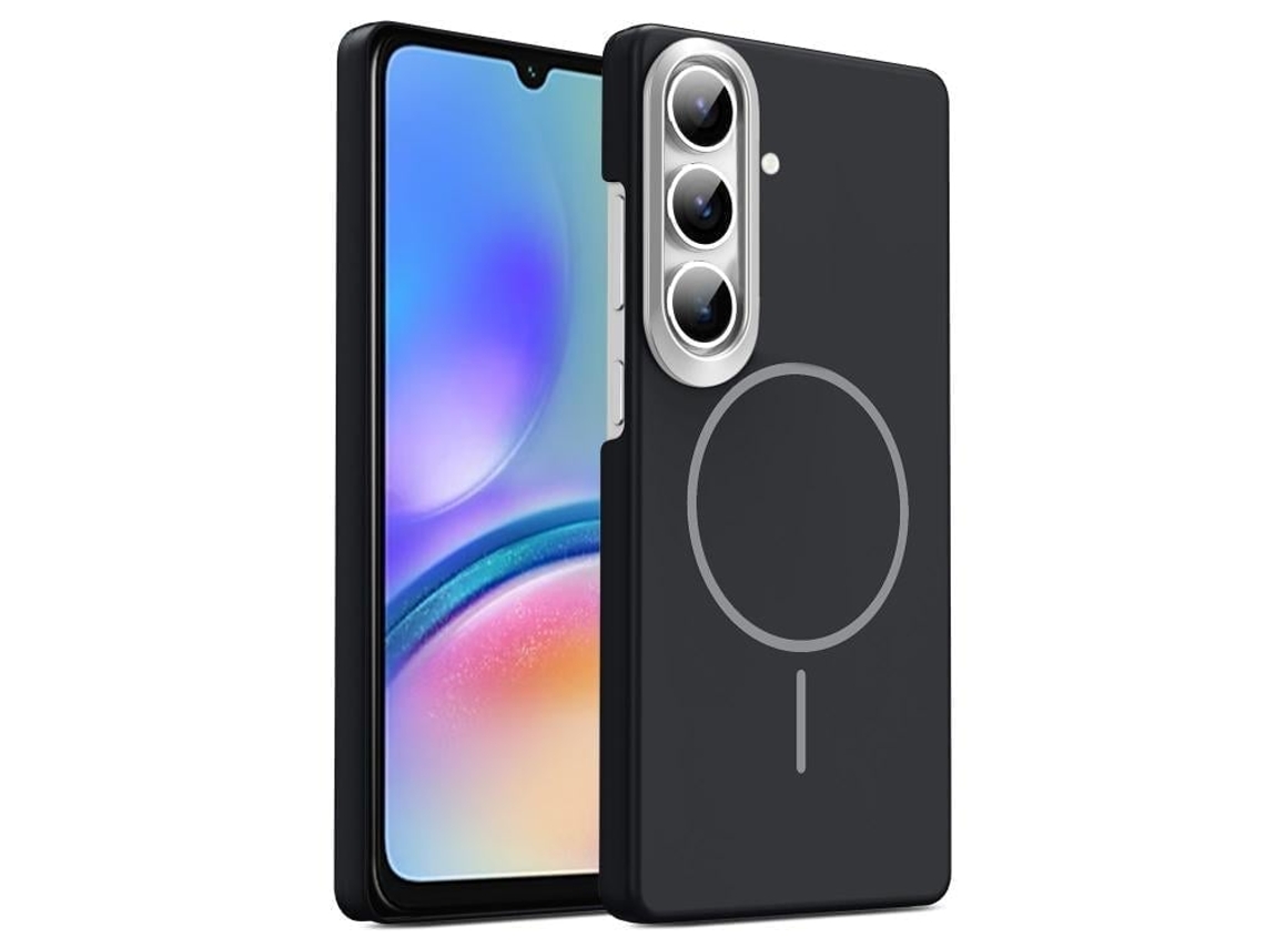 Capa Para Samsung Galaxy A05s Fina Circular Magsafe À Prova De Choque Dourada Em Policarbonato Preta