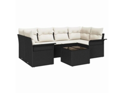 Conjunto 7 Móveis De Jardim Vidaxl Preto Vime Pe (55 X 55 X 37 Cm)