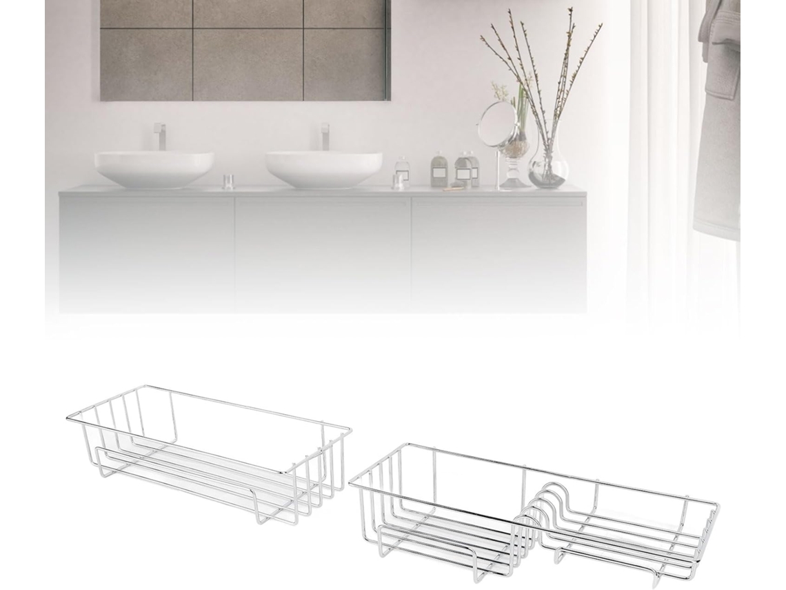 Conjunto De 2-prateleiras Flutuantes Multifuncionais Ferro Para Banheiro, Fixadas Na Parede, Para Armazenamento Suspenso