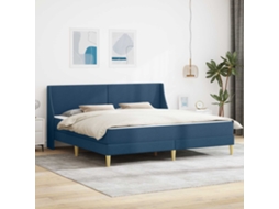Vidaxl Estrutura De Cama Com Colchão Azul 180 X 200 Cm Poliéster