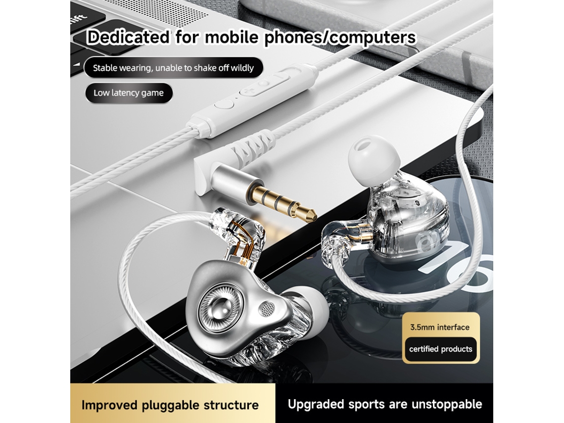 Fones de Ouvido com Fio Chip Digital Microfone MDUG (3,5 Mm Prateados)