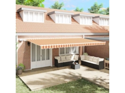 Vidaxl Toldo Retrátil Amarelo E Laranja 600 × 300 Cm Tecido E Alumínio
