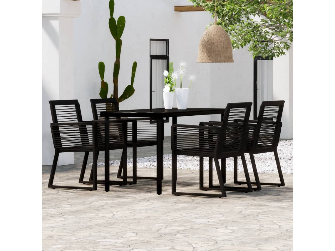 Vidaxl 5 Pcs Conjunto De Jantar Para Jardim Preto