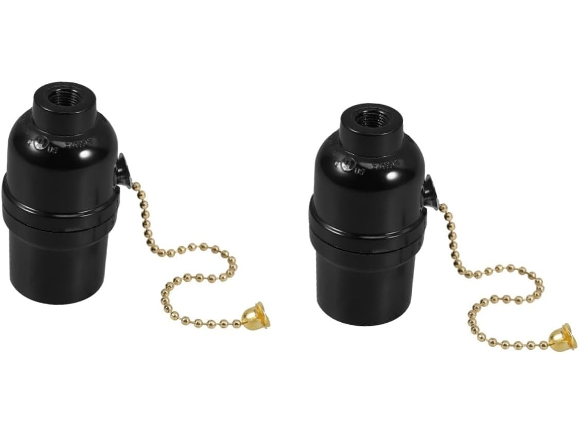 Base De Lâmpada De 2 Peças Com Soquete E Corrente Para Iluminação Interna De Abajures. Gokoco