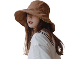 Chapéu Bucket Feminino Linjou 2026 para o Verão, Aba Larga, Dobrável, Ideal para Viagens, com Proteção UV