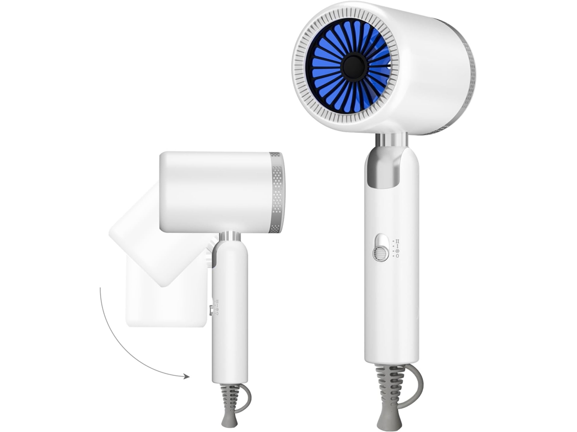 Secador De Cabelo De Viagem Dobrável De 1900 W, Compacto E Leve, Com Tecnologia Iónica E 2 Níveis De Temperatura E Velocidade Para Uma Secagem Rápida