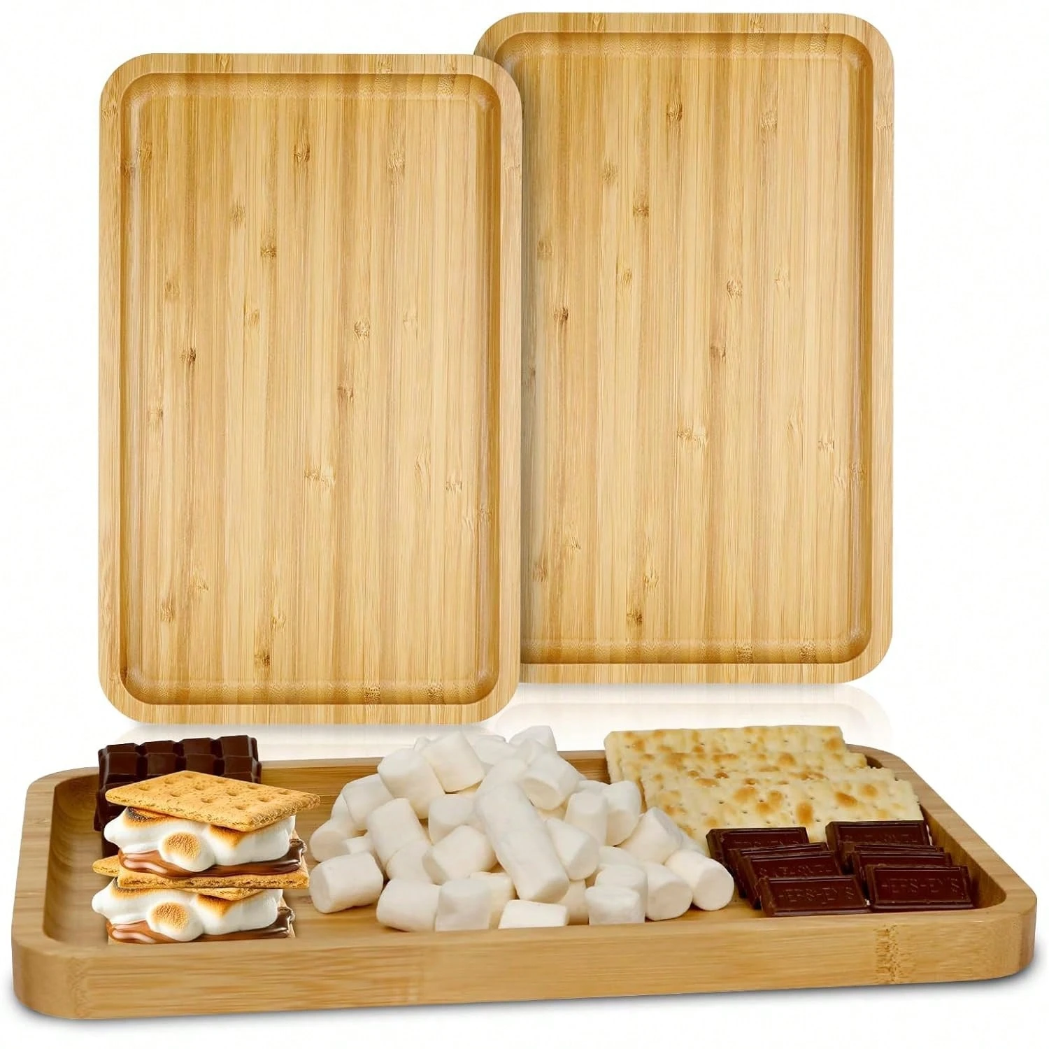 Bandeja Retangular Bambu Servir Festas Refeições 23 36cm
