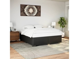 Estrutura De Cama 200x200 Cm Couro Artificial Preto