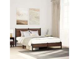 Estrutura Cama Sem Colchão 150x200cm Metal Carvalho Castanho