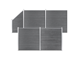 Vidaxl Painel Vedação Wpc 4 Quadrados + 1 Inclinado 792x186cm Cinzento