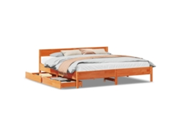 Cama Sem Colchão 200x200 Cm Pinho Maciço Castanho mel MAISON EXCLUSIVE