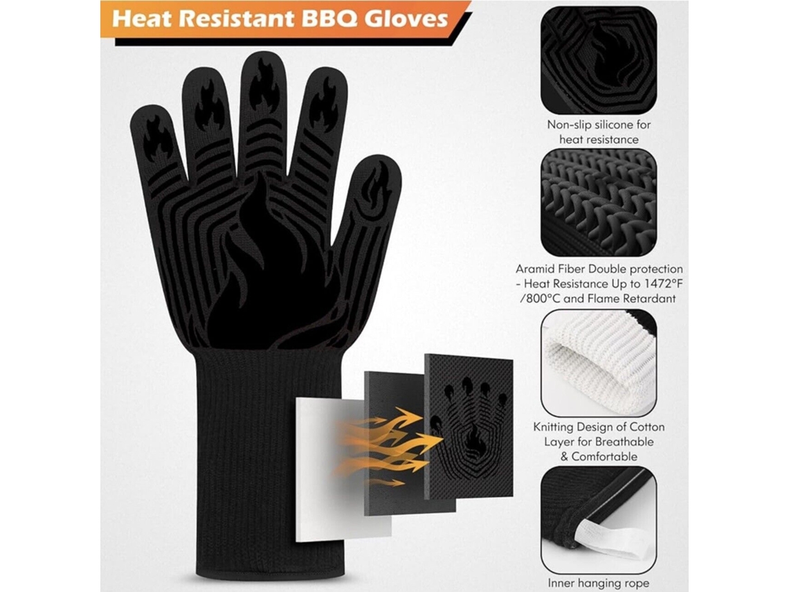 2 Luvas Para Churrasco, Resistentes Ao Calor E À Prova De Fogo, 1472 °f SUNNY SPACES