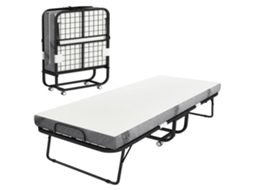 Cama Dobrável Campismo 200x90 Portátil Colchão Rodas Freios 150kg Branco