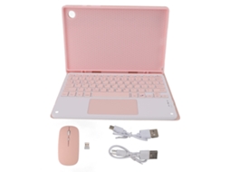 Capa Para Tablet (teclado Bluetooth Magnético, Teclado Bluetooth Táctil) Capa De Couro Com Slot Para Caneta, Rato De Carregamento, Samsung, Rosa