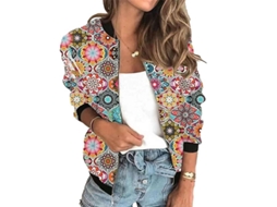 Jaqueta Curta De Zíper Com Estampa Feminina Manga Longa Slim Fit Para Primavera E Outono L Cor 3