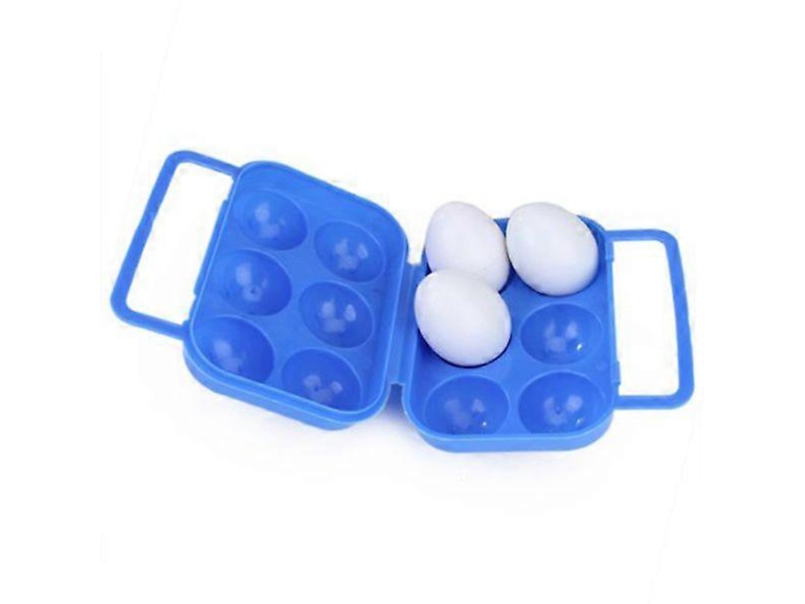Caixa De Armazenamento De Ovos De Plástico Dobrável Portátil Para 6 Ovos Olysi Shop (azul)