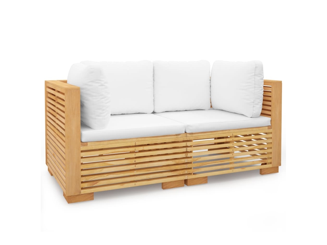 Maison Exclusive - Sofás De Canto Para Jardim Com Almofadões 2 Pcs Teca Maciça