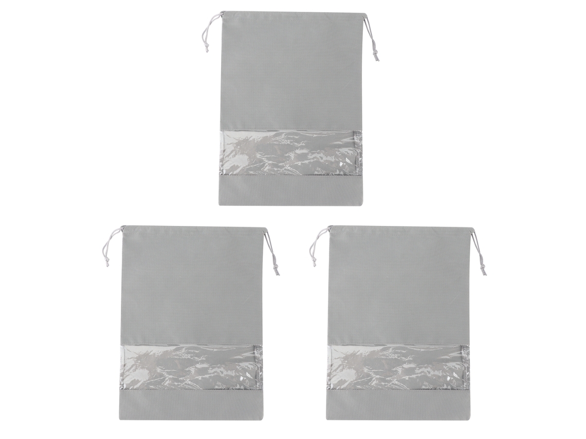 Conjunto de 3 sacos de armazenamento de sapatos sem impressão tamanho M tecido não tecido resistente à poeira para casa e viagem S/MARCA