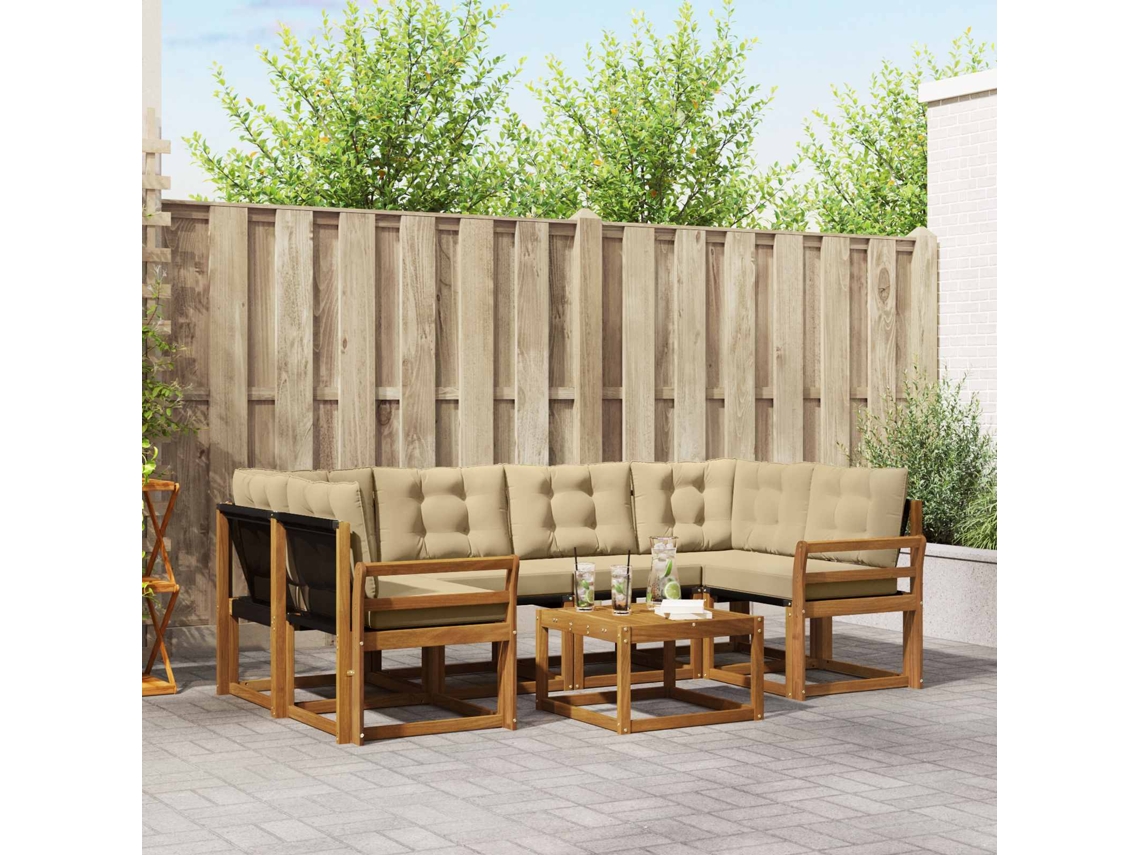Vidaxl Conjunto De Sofás Para Exterior 7 Pcs Natural E Bege
