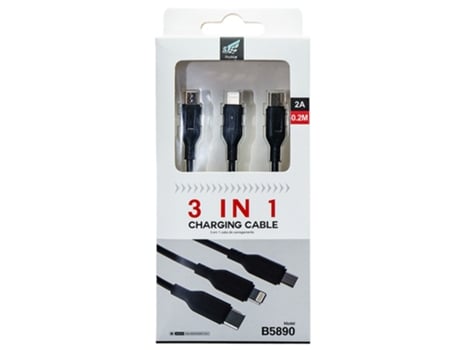 Cabo de Dados 3 Em 1 Usb 2.0 - Type-C/Lightning/Micro-Usb SKY BLUE B5890 20Cm (Cinzento)