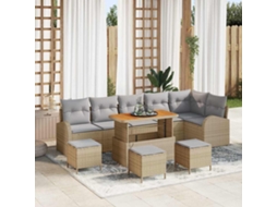 Vidaxl Conjunto De Sofá De Jardim 10 Unid. Bege Vime Pe