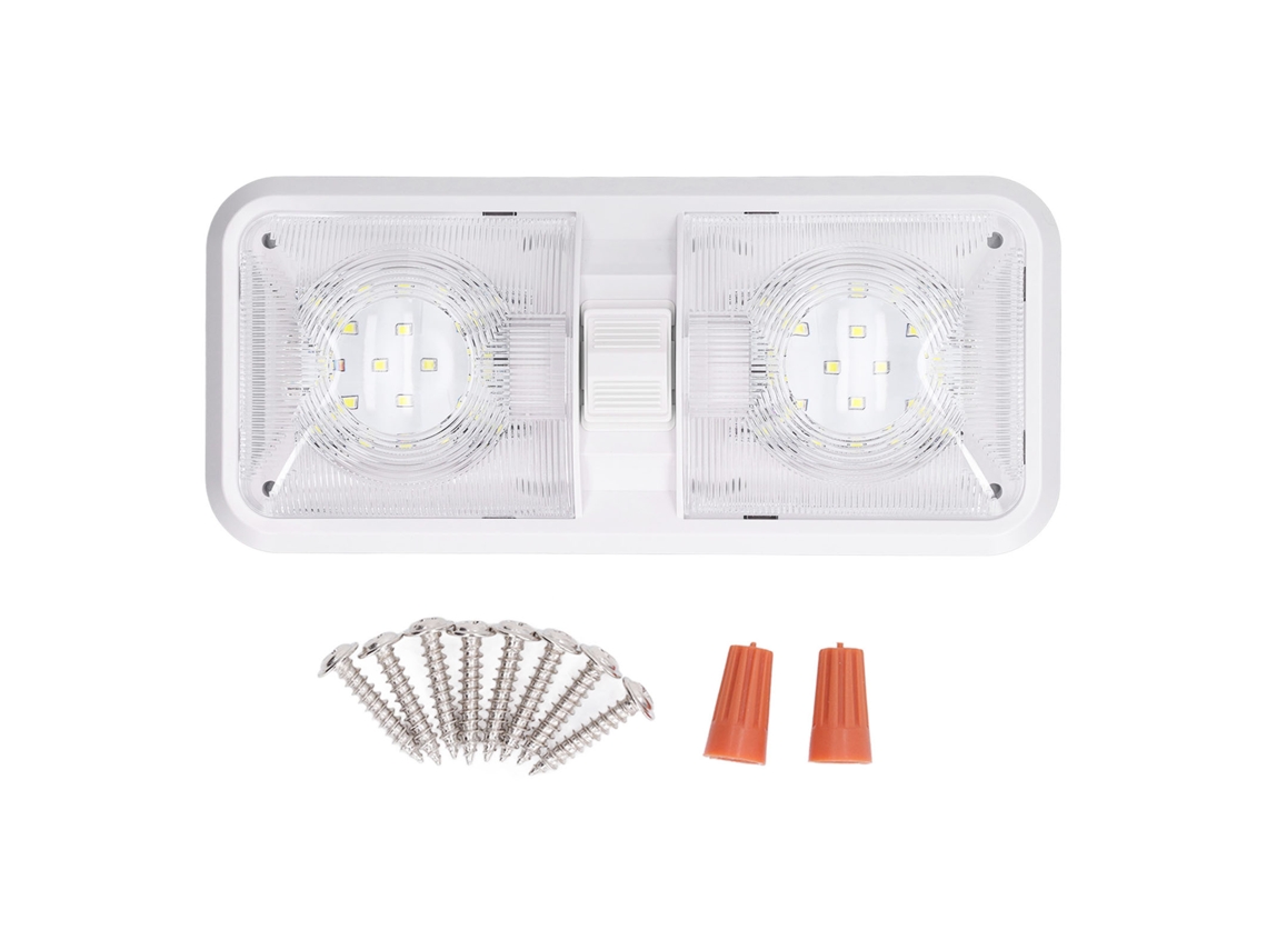 Luz De Teto Led Domo Duplo 12v 600lm 3 Vias Para Rv Barco Iate 4000-4500k