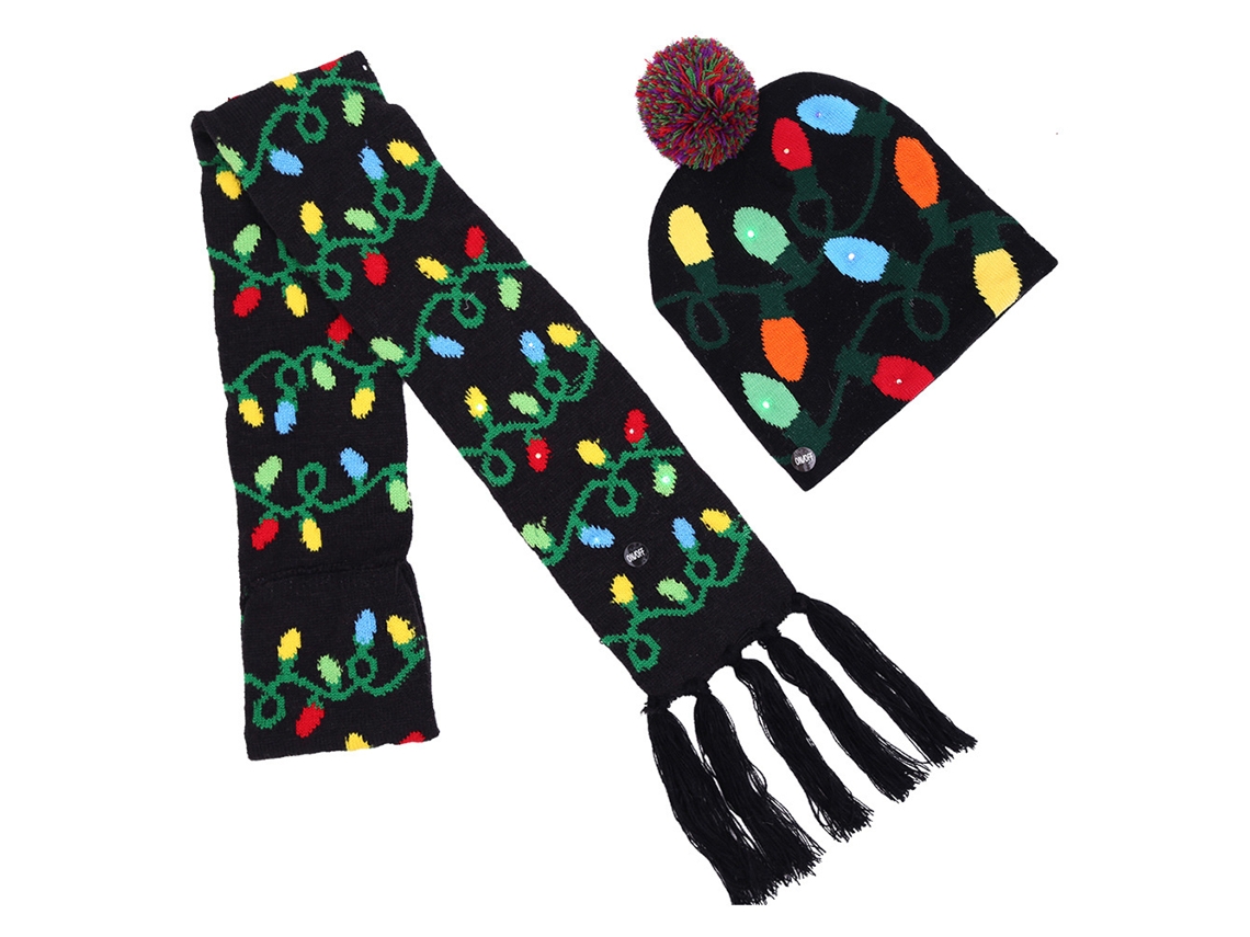 Laxiscreed Kit De Natal Com Gorro, Lenço E Luzes Com Bolas Coloridas Para Toda A Família