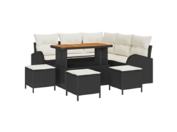 Conjunto 9 Sofá De Jardim Vidaxl Preto Vime Pe (110 X 55 X 71 Cm)