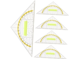 Conjunto De 5 Triângulos Multifuncionais Plástico Para Desenho E