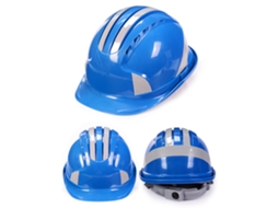 Casco De Seguridad Abs Transpirable Antichoque Con Vientos, Buffer Multipunto Y Franja Reflectiva Para Almacén Fábrica Azul