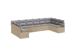 Conjunto 10 Conjunto De Móveis De Jardim Vidaxl Bege Vime Pe (344 X 177 X 85 Cm)