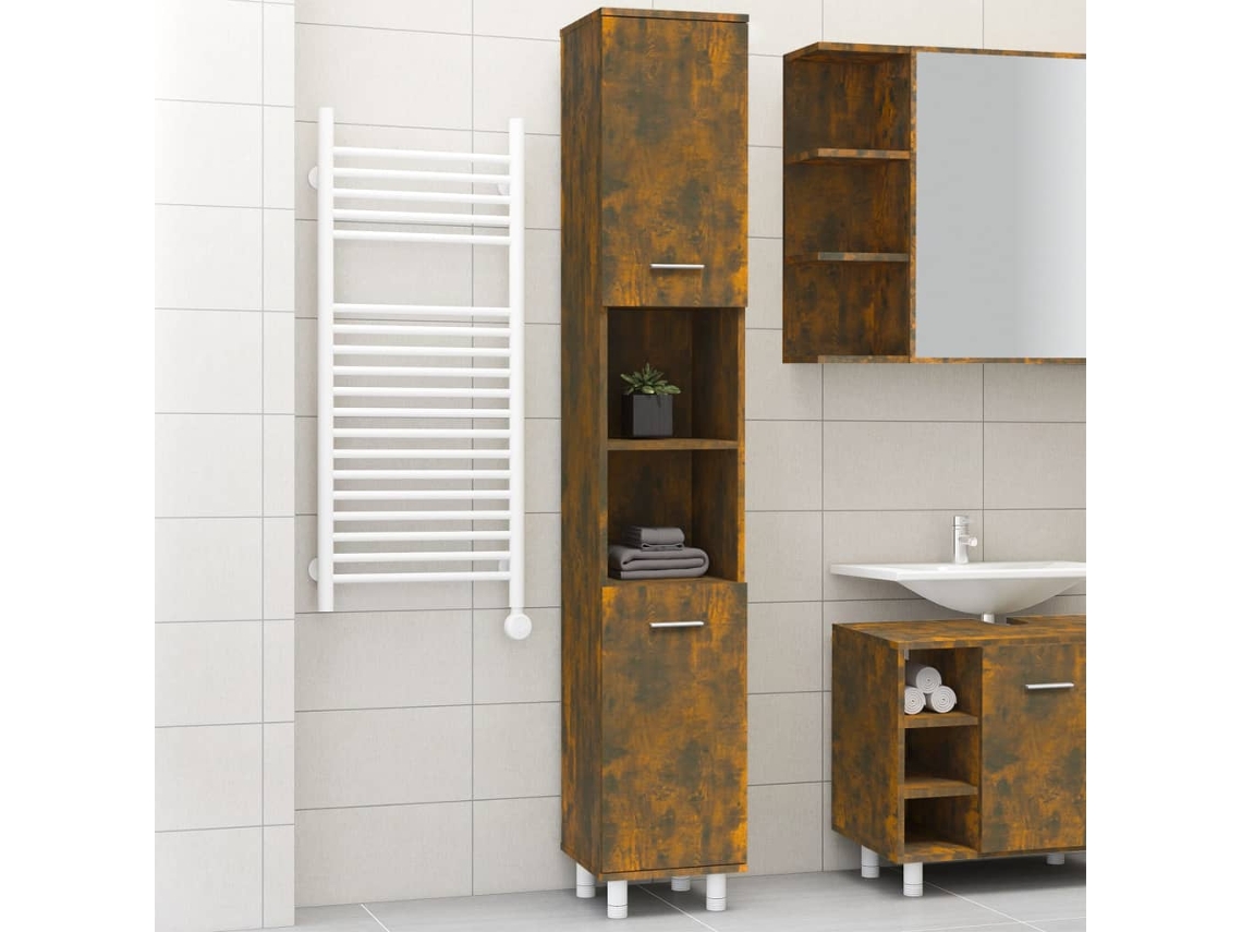 Vidaxl Armário P/ Wc 30x30x179 Cm Derivados De Madeira Carvalho Fumado