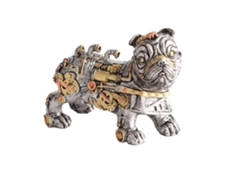 Figura Steampunk Mecânica de Bulldog em Resina para Decoração