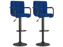 Bancos de Bar 2 Pcs Tecido Azul MAISON EXCLUSIVE