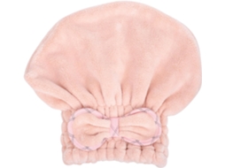 Toalha de cabelo de secagem rápida em rosa coral suave, absorvente.