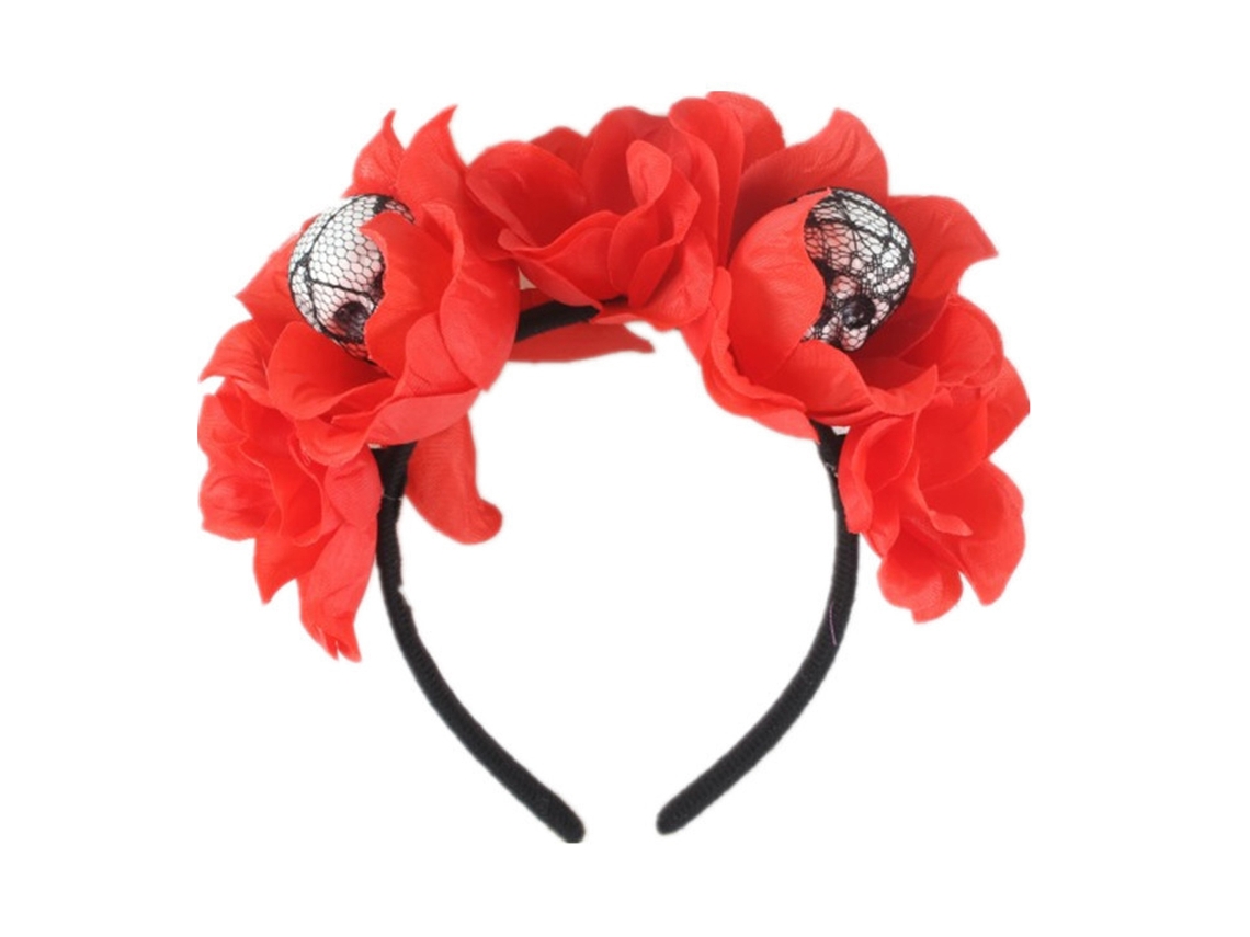 Tiara de Halloween com Véu de Rosa Coroa de Caveira Tiara Gótica NEVEANCE