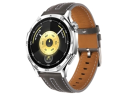 Bracelete Para Huawei Watch Gt 6 (46mm) - Couro - Costura Bicolor - Fivela Prateada (22mm) Cinza