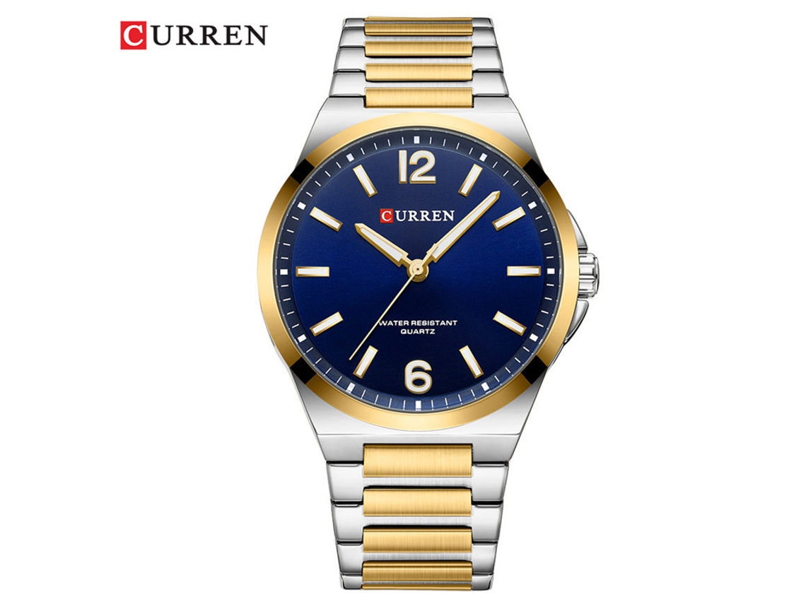 Relógio MDUG de Quartzo, Elegante, À Prova D'água, Pulseira de Aço, Mostrador Azul