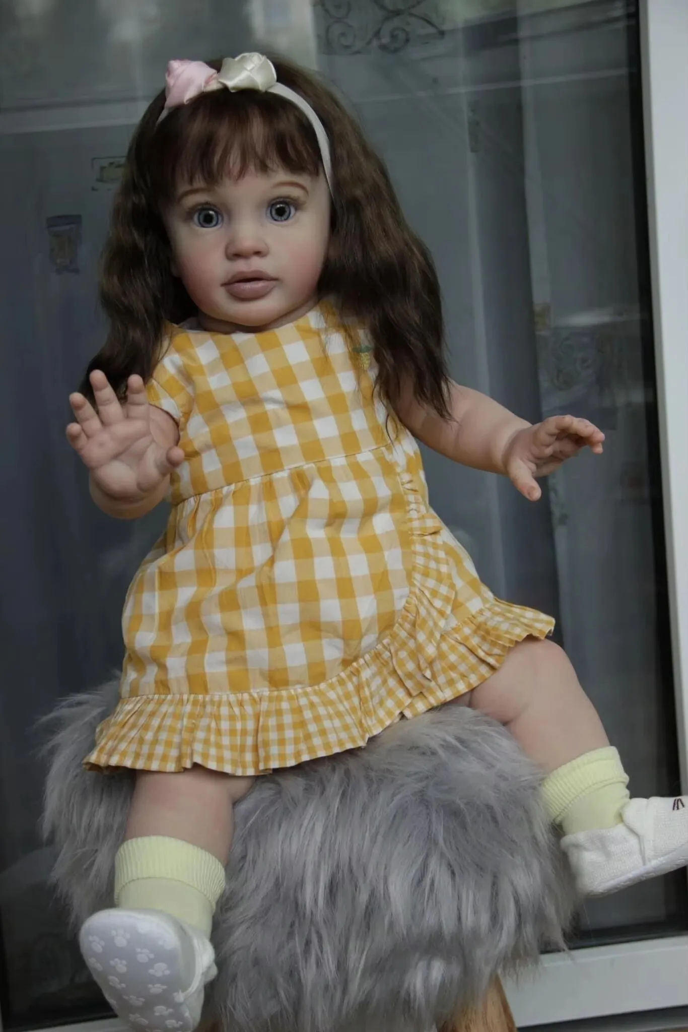 (amarelo) Boneca Bebê Gigante Realista De 66 Cm (26 Polegadas), Tamanho De 6 Meses, Boneca Artística Com Pele Em 3d