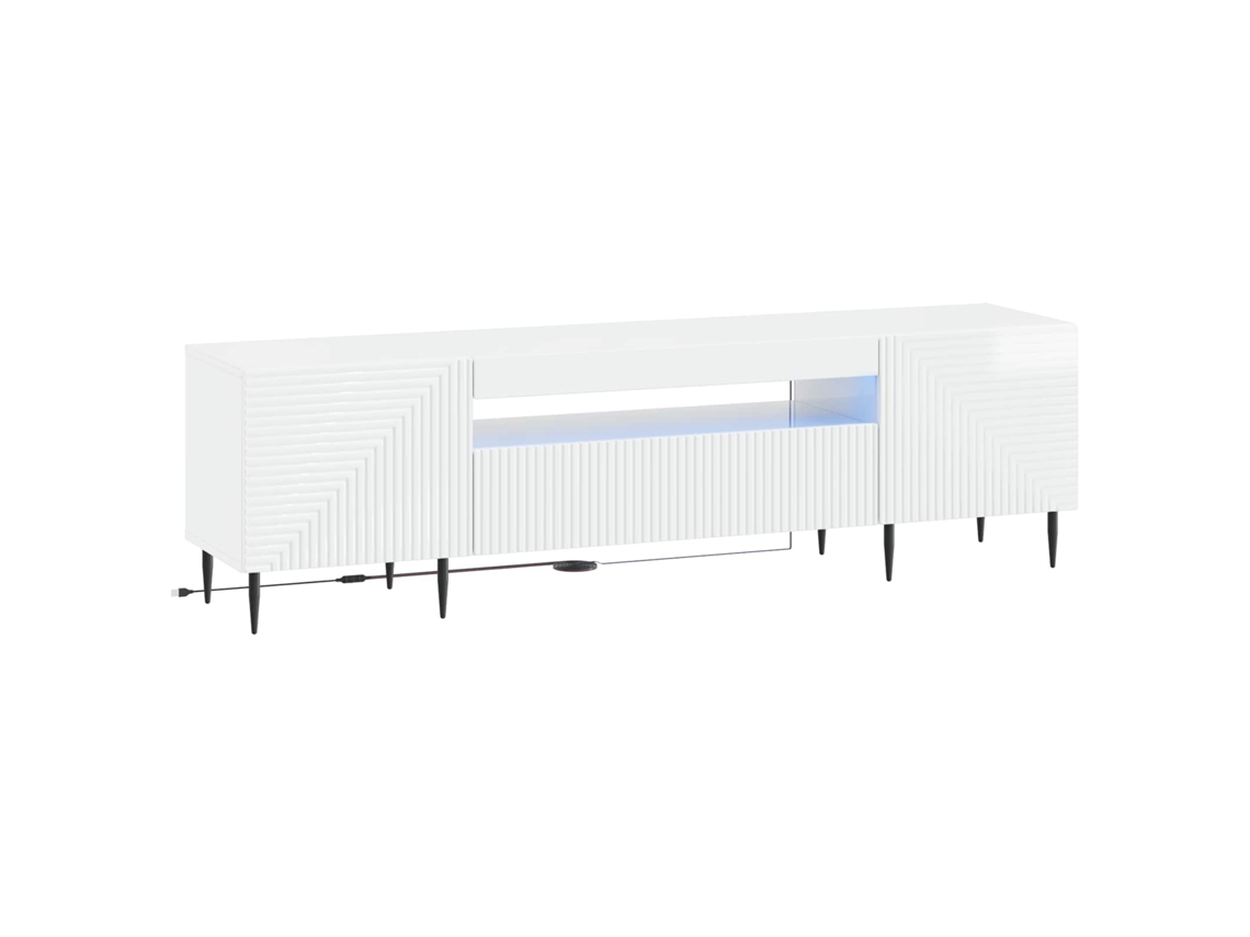 Vidaxl Gabinete De Tv Led Branco Brilhante Derivados De Madeira