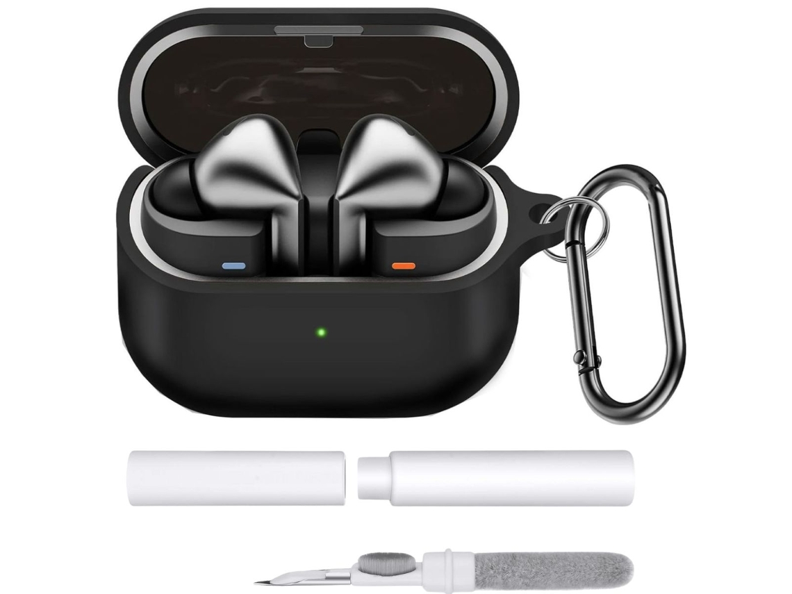 Kit ANTIIMPACTO! Limpeza e Capa Estojo Silicone para Samsung Galaxy Buds 3 Pro (Preto)