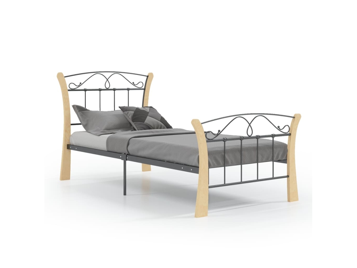 Estrutura De Cama Vidaxl Preto Metal (206x90x100 Cm)