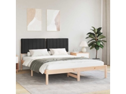 Vidaxl Estrutura De Cama Com Cabeceira Estofada Preto 150 X 200 Cm